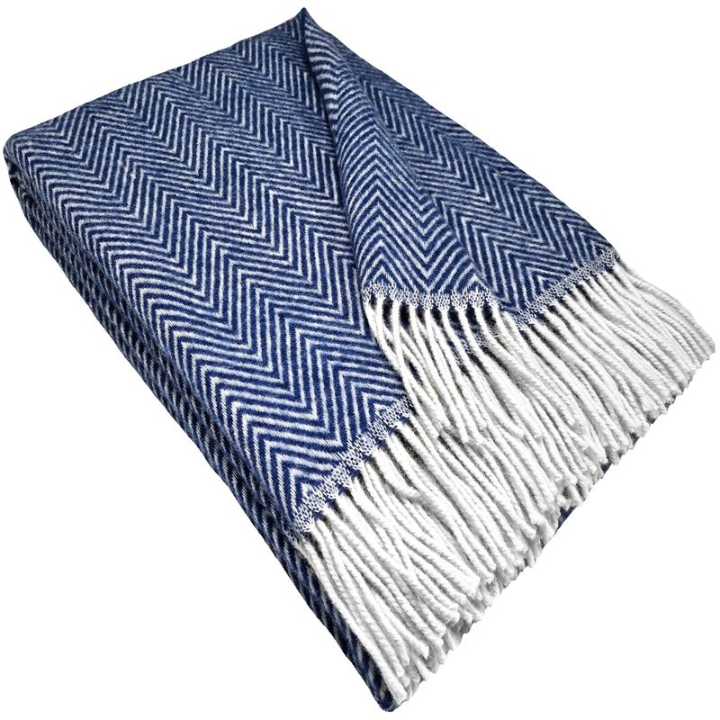 Uldplaid i 100% uld (140x200 cm) Blå Sildeben