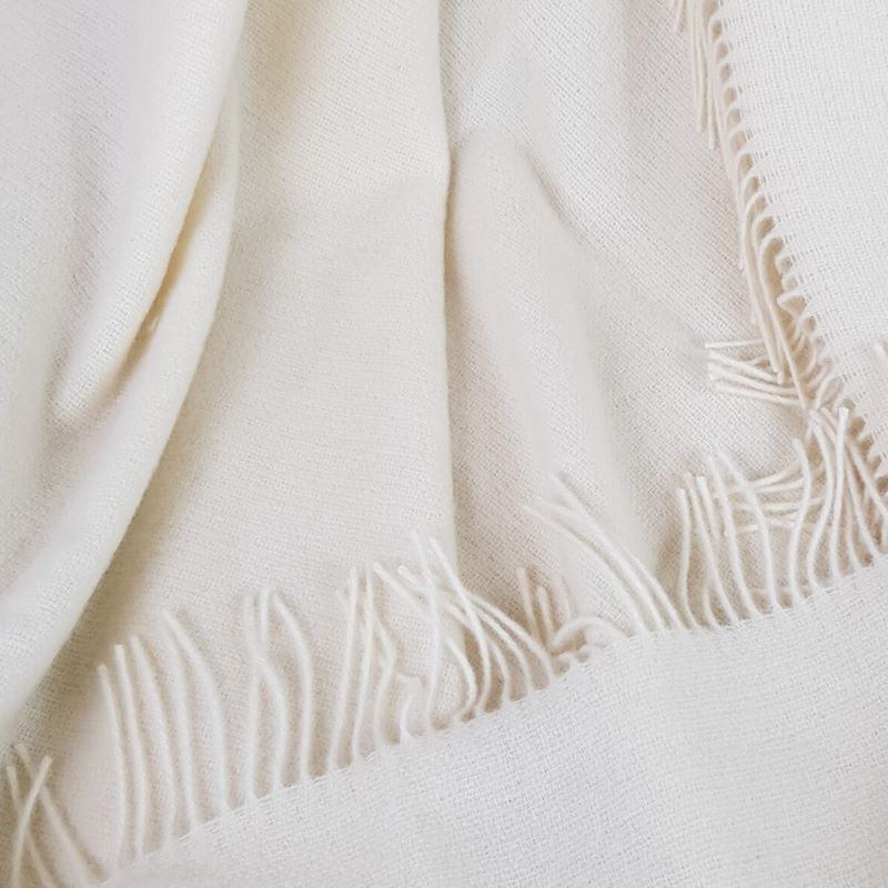 Uldplaid i 100% uld (140x200 cm) Creme/off-white