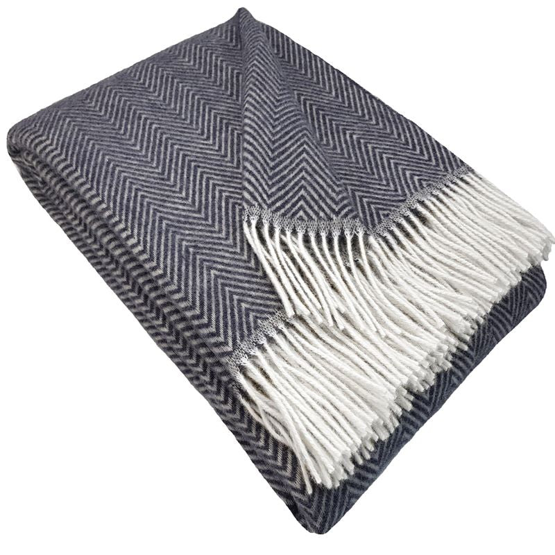 Uldplaid i 100% uld (140x200 cm) Navyblå Sildeben