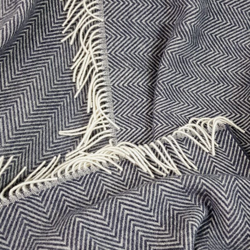 Uldplaid i 100% uld (140x200 cm) Navyblå Sildeben