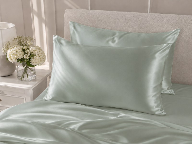 Silke pudebetræk - dusty green - 60x63cm - 22 momme
