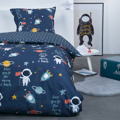 Sengesæt 100% Bomuld -140 x 200 cm - Rumfart Astronaut