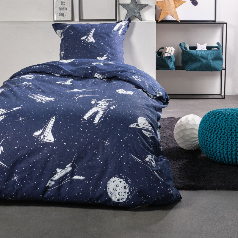 Sengesæt 100% Bomuld -140 x 200 cm - Glade Rumskibe